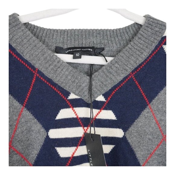 NWT‎ Little Marc Jacobs Kid's Wool Alpaca Argyle Sweater Size 12+ - Picture 5 of 8